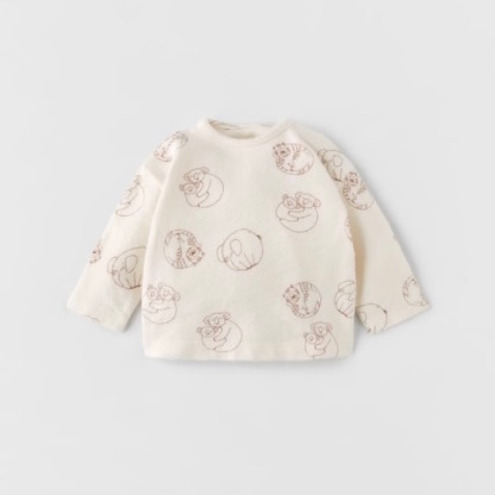 NWT Zara Kids Animal Print Long Sleeve Shirt - 6-9 Months